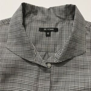 Kal Rieman Gina Box Pleat Soft Glen Plaid Shirt. Long Sleeve. Made in NY, Cotton